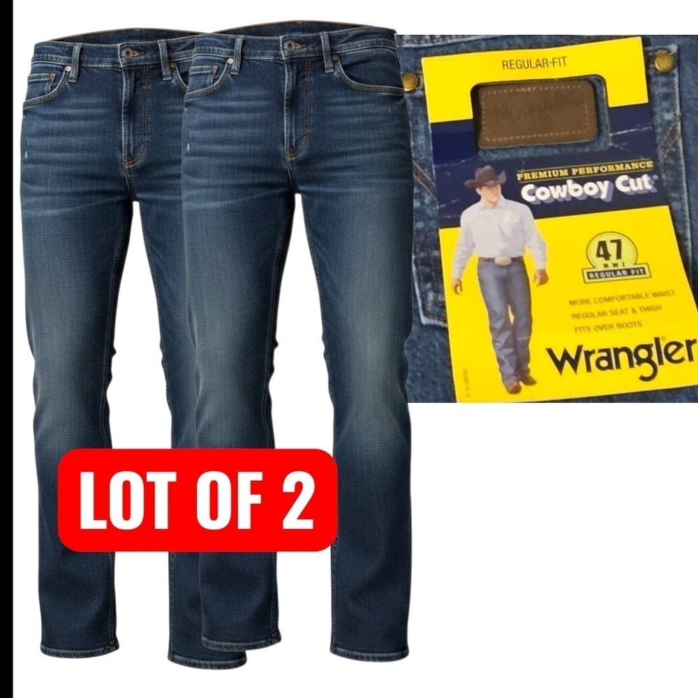 Wrangler 47MWZ Premium Performance Cowboy Cut LOT OF 2 Regular Fit Jeans 28x34